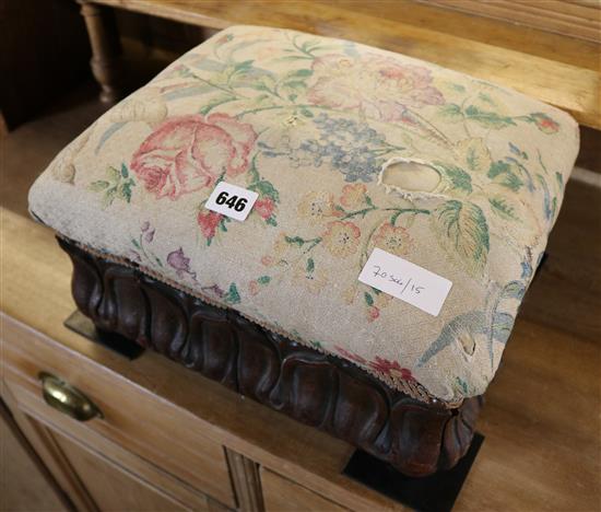 Victorian carved mahogany footstool